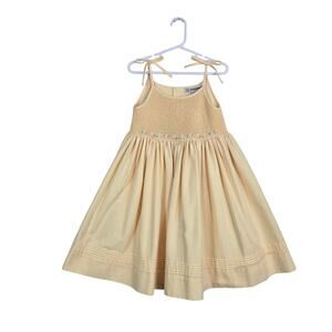 Cottagecore Christie Brooks Dress Girls M 5-6 Yellow Smocked Embroidered